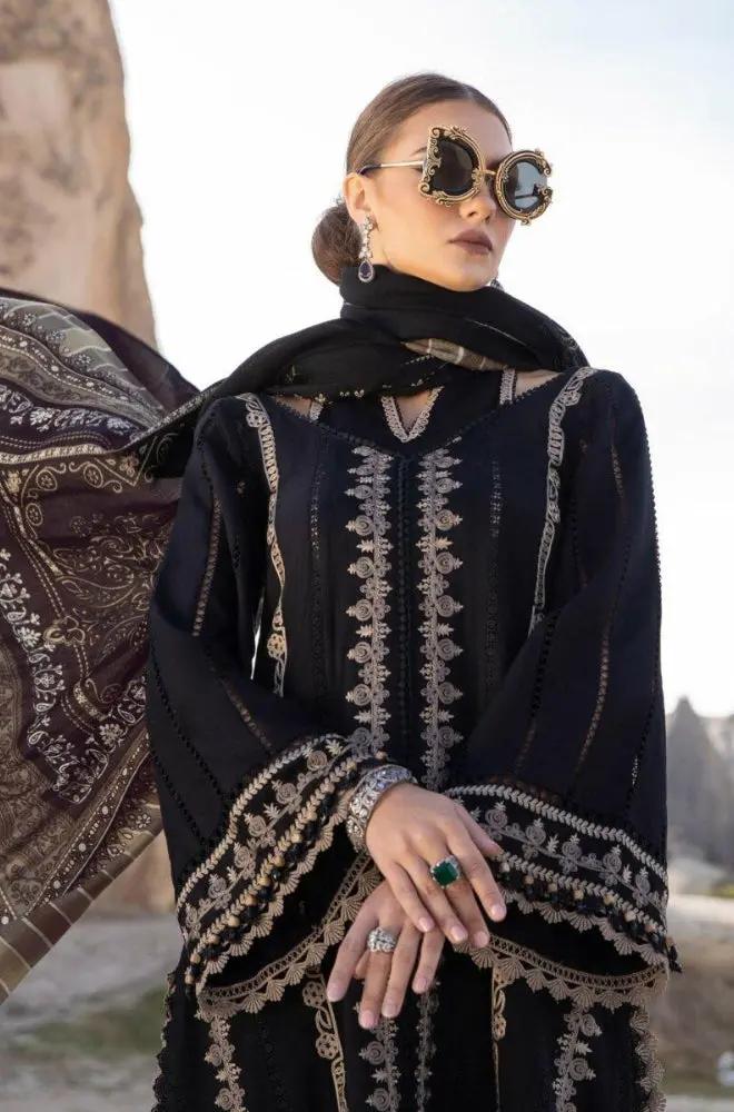 Maria B - 3PC Unstitched Dhanak Embroidered Shirt with Digital Printed Dupatta and Trouser - RF1252 Royal Pret