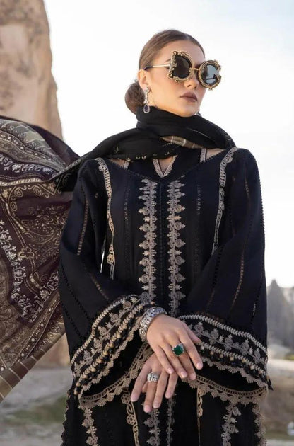 Maria B - 3PC Unstitched Dhanak Embroidered Shirt with Digital Printed Dupatta and Trouser - RF1252 Royal Pret