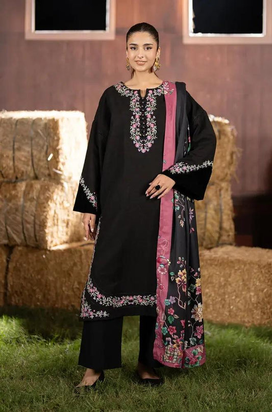Maryam N Marya - 3PC Khaddar Embroidered Shirt with Digital Printed Dupatta and Trouser - RF1413 Royal Pret