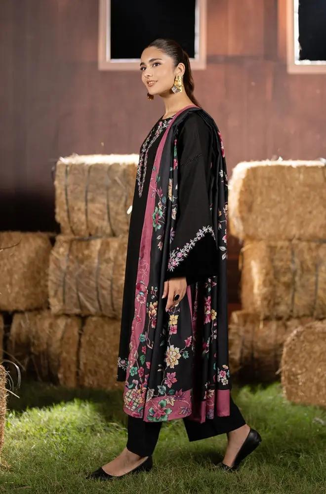 Maryam N Marya - 3PC Khaddar Embroidered Shirt with Digital Printed Dupatta and Trouser - RF1413 Royal Pret