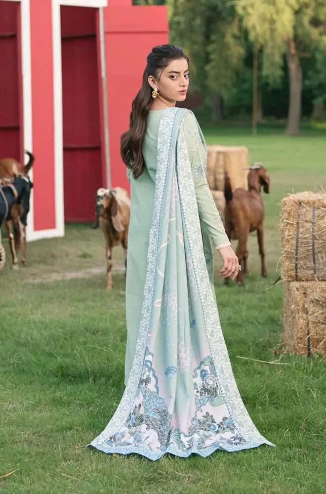 Maryum N Maria - 3PC Khaddar Embroidered Shirt with Digital Printed Dupatta and Trouser - RF1421 Royal Pret