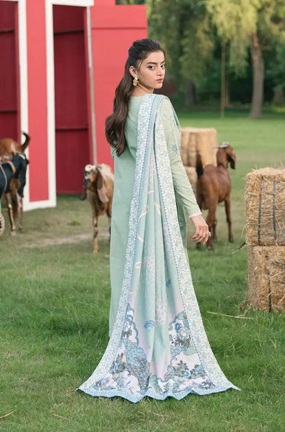 Maryum N Maria - 3PC Khaddar Embroidered Shirt with Digital Printed Dupatta and Trouser - RF1421 Royal Pret