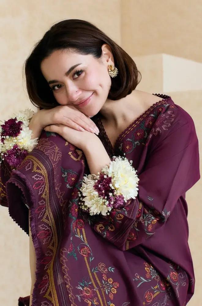 Mishkaa - 3PC Lawn Embroidered Shirt with Embroidered Chiffon Dupatta (Unstitched) - RF1332 royalpret