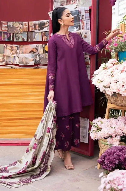 Nishat - 3PC Unstitched Dhanak Embroidered Shirt with Digital Printed Dupatta and Embroidered Trouser - RF1225 Royal Pret