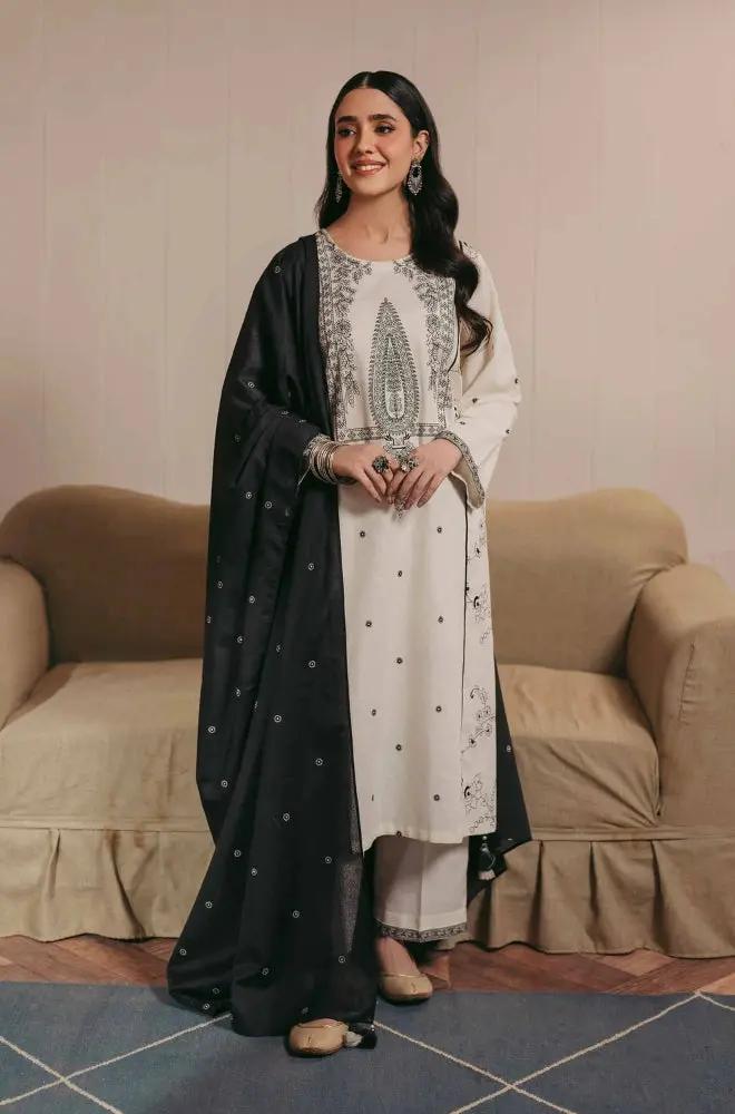 Nishat - 3PC Unstitched Dhanak Embroidered Shirt with Embroidered Dhanak Dupatta and Trouser - RF1297 royalpret