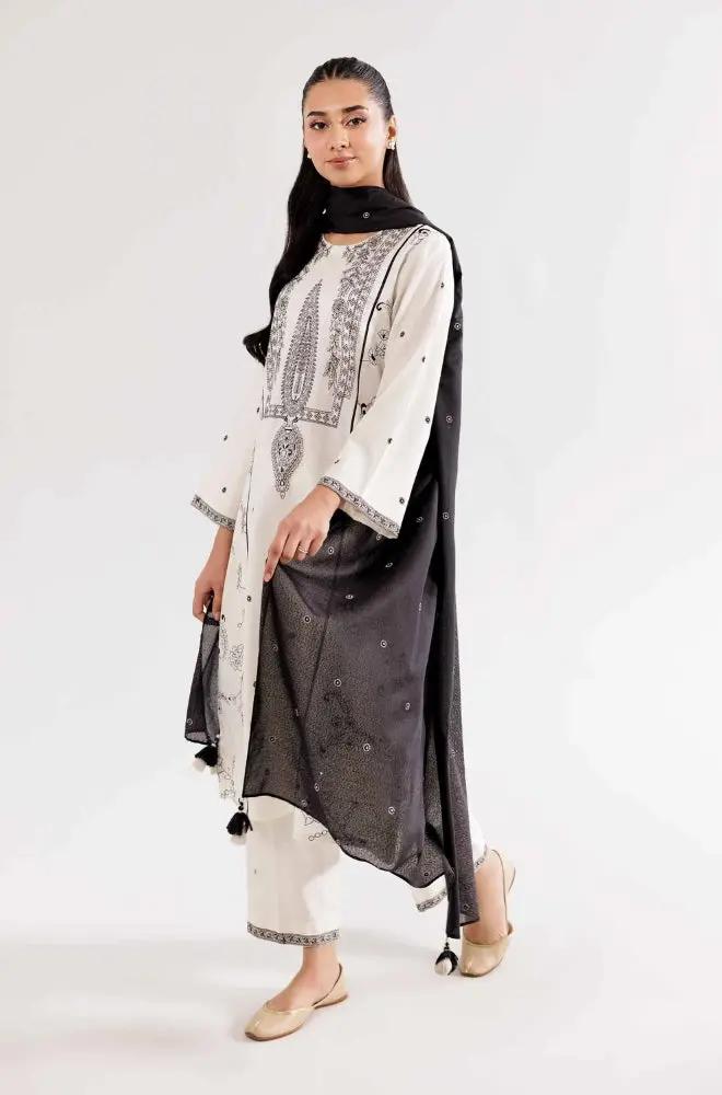 Nishat - 3PC Unstitched Dhanak Embroidered Shirt with Embroidered Dhanak Dupatta and Trouser - RF1297 royalpret