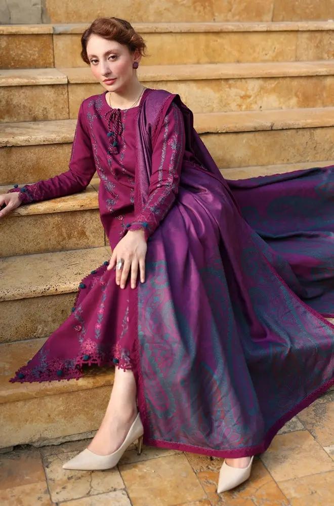 Rang Rasiya - 3PC Khaddar Embroidered Shirt with Digital Printed Dupatta and Trouser - RF1422 Royal Pret