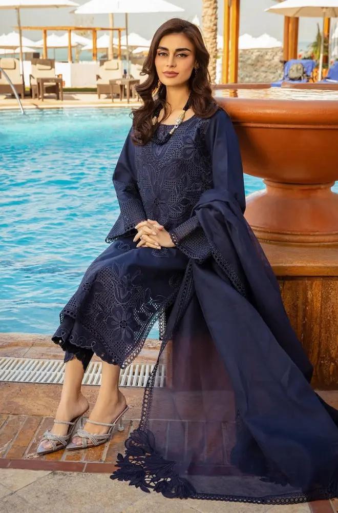 Rang Rasiya - 3PC Lawn Embroidered Shirt with Embroidered Khadi Net Dupatta (Unstitched) - RF1304 royalpret