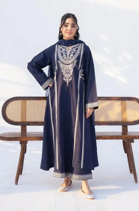 Rozana - 3PC Lawn Embroidered Shirt with Embroidered Chiffon Dupatta (Unstitched) - RF1329 royalpret