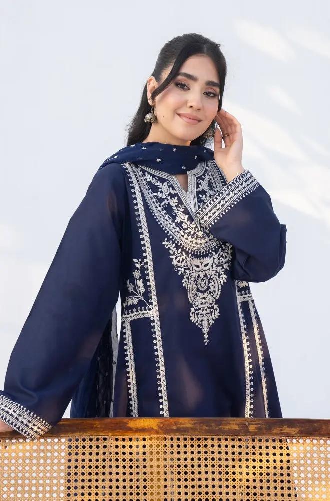 Rozana - 3PC Lawn Embroidered Shirt with Embroidered Chiffon Dupatta (Unstitched) - RF1329 royalpret