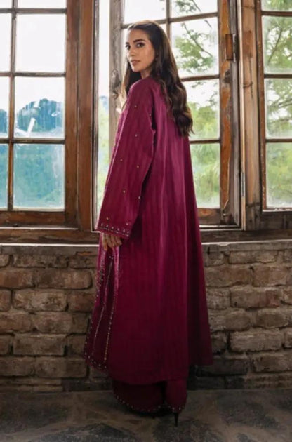 Sapphire - 2PC Unstitched Khaddar Embroidered Shirt with Khaddar Trouser - RF1230 Royal Pret