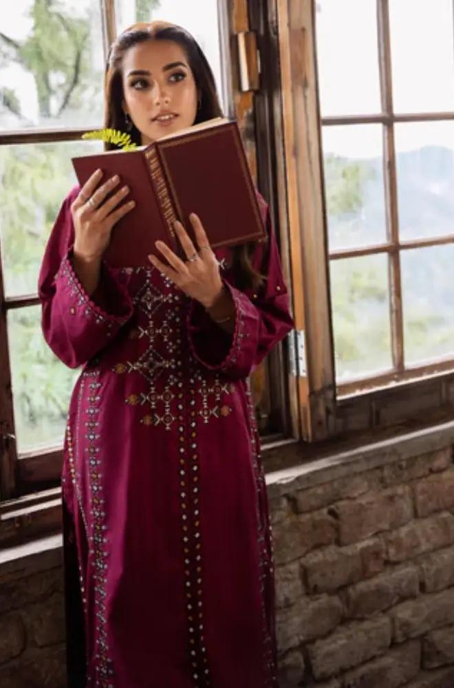 Sapphire - 2PC Unstitched Khaddar Embroidered Shirt with Khaddar Trouser - RF1230 Royal Pret