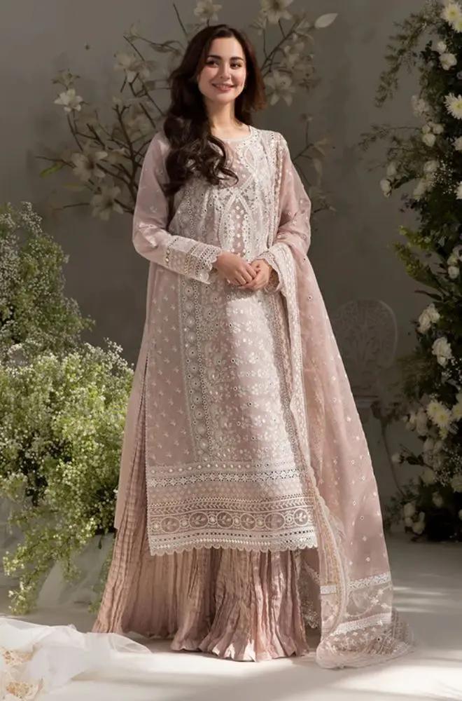 Sobia Nazir - 3PC Lawn Embroidered Shirt with Embroidered Organza Dupatta (Unstitched) - RF1355 royalpret