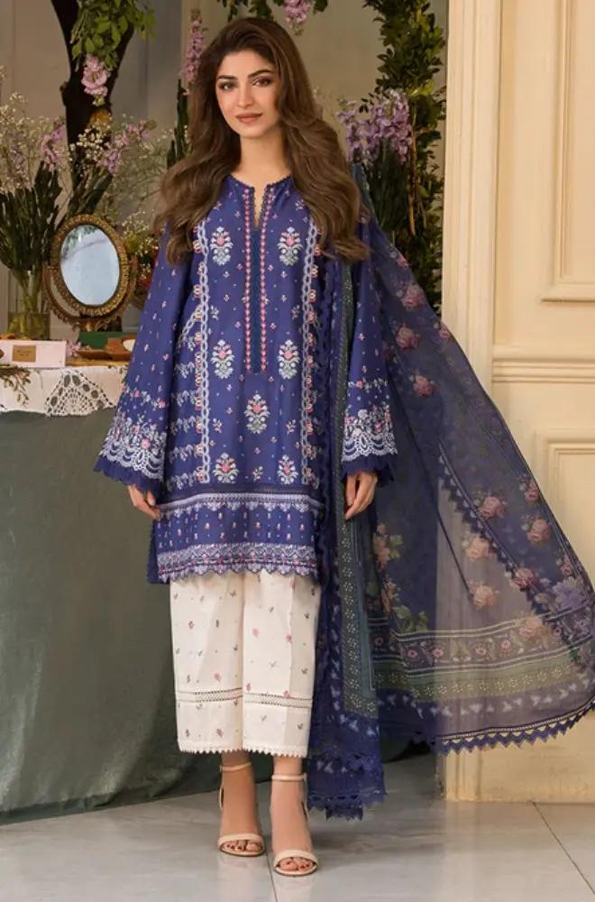 Sobia Nazir - 3PC Lawn Embroidered Shirt with Printed Chiffon Dupatta (Unstitched) - RF1341 royalpret