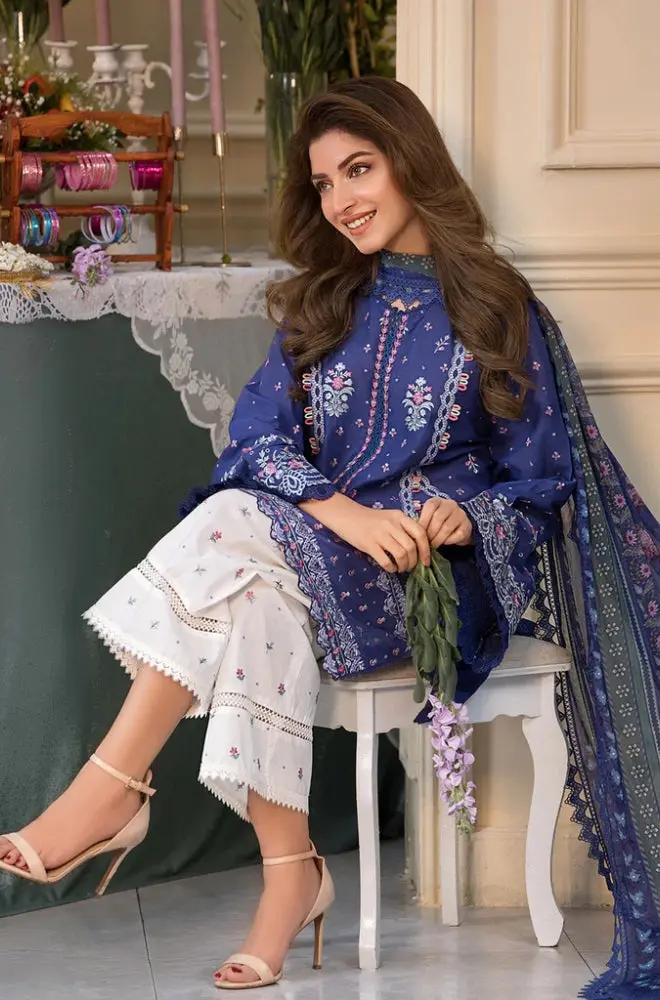 Sobia Nazir - 3PC Lawn Embroidered Shirt with Printed Chiffon Dupatta (Unstitched) - RF1341 royalpret