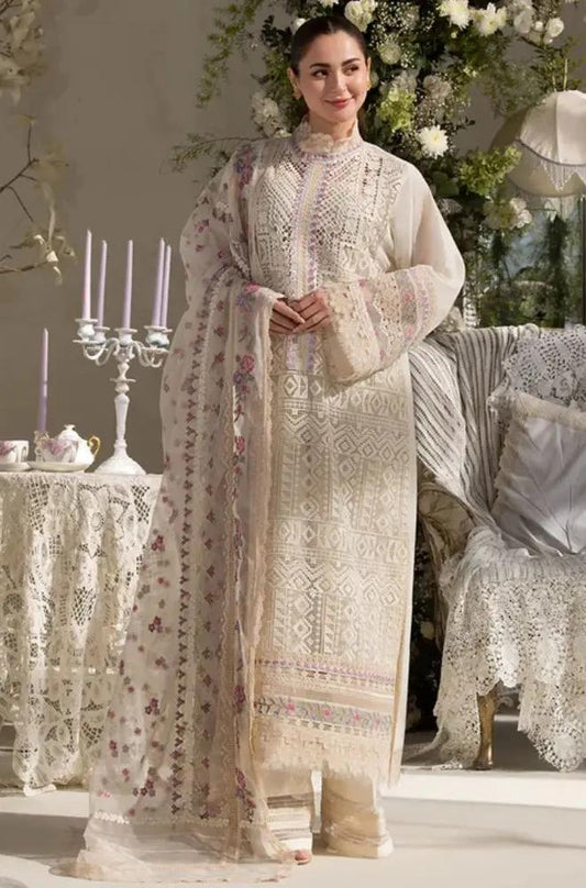 Sobia Nazir - 3PC Lawn Embroidered Shirt with Printed Khadi Net Dupatta (Unstitched) - RF1330 royalpret