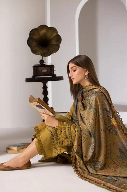 Sobia Nazir - 3PC Unstitched Dhanak Embroidered Shirt with Printed Dupatta - RF1299 royalpret