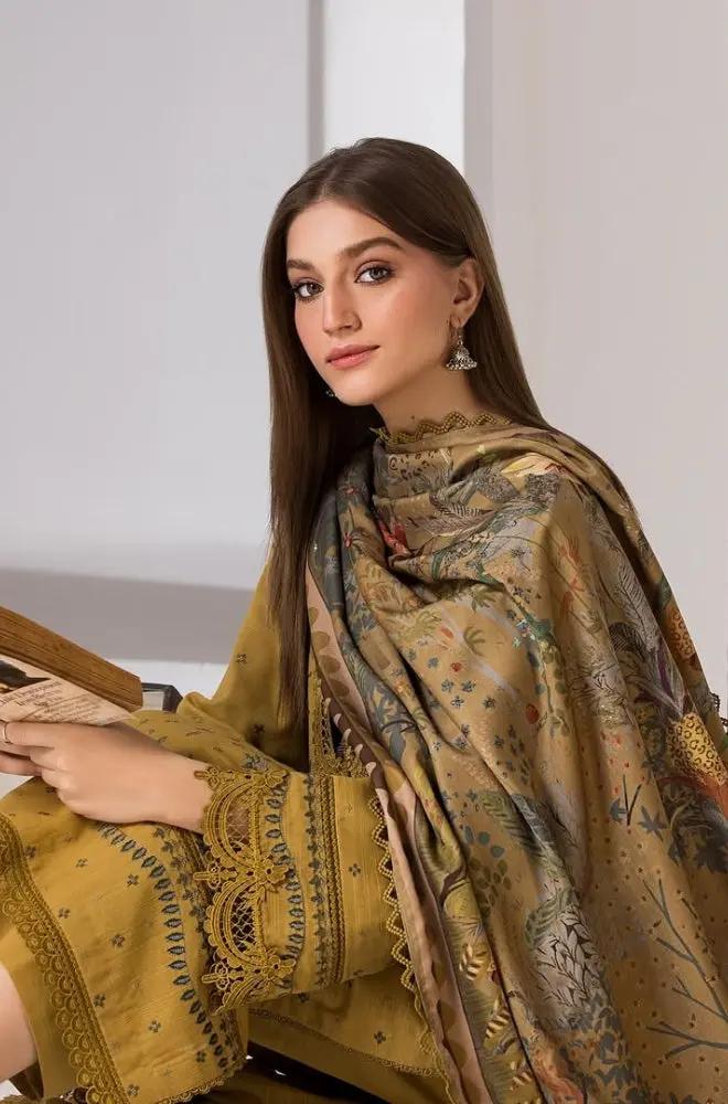 Sobia Nazir - 3PC Unstitched Dhanak Embroidered Shirt with Printed Dupatta - RF1299 royalpret