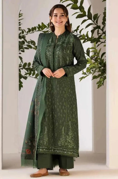 Sobia Nazir - 3PC Unstitched Dhanak Embroidered Shirt with Printed Shawl - RF1301 royalpret