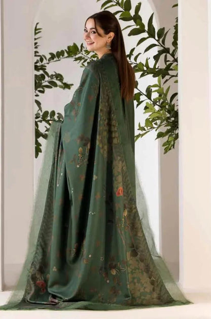 Sobia Nazir - 3PC Unstitched Dhanak Embroidered Shirt with Printed Shawl - RF1301 royalpret