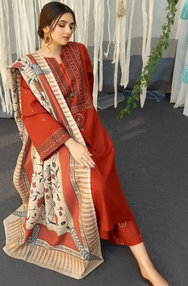 URGE - 3PC Lawn Embroidered Shirt with Printed Slub Net Dupatta - RF0999 royalpret