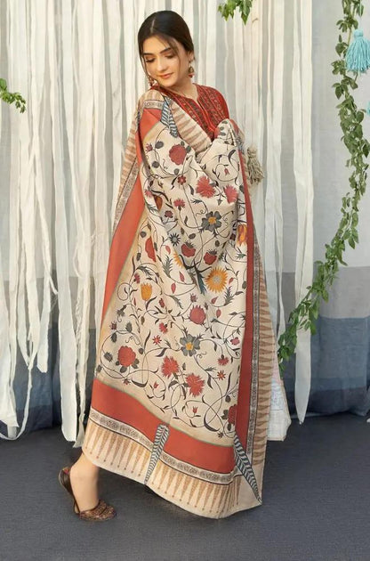 URGE - 3PC Lawn Embroidered Shirt with Printed Slub Net Dupatta - RF0999 royalpret