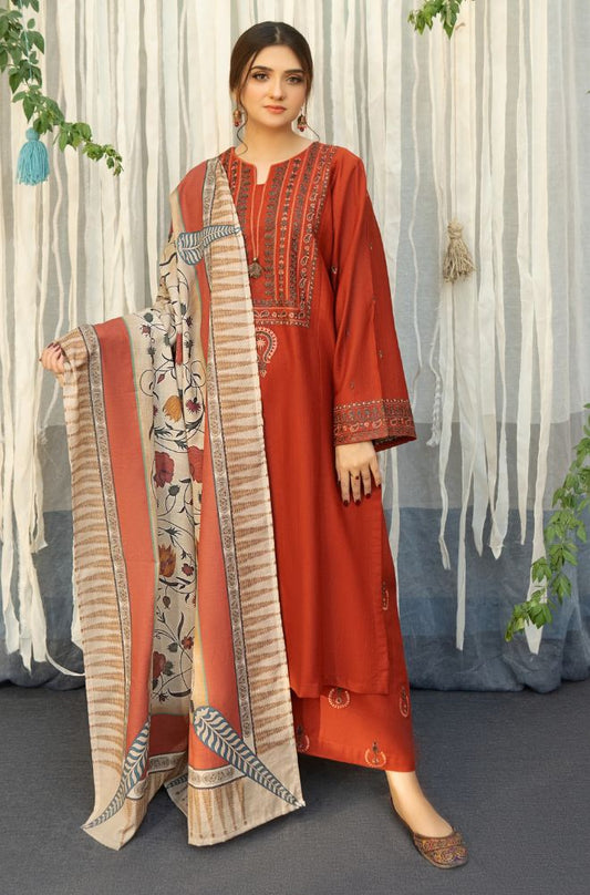 URGE - 3PC Lawn Embroidered Shirt with Printed Slub Net Dupatta - RF0999