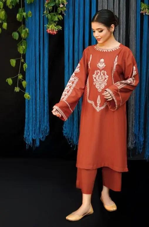 Urge - 2PC Unstitched Dhanak Embroidered Shirt with Plain Trouser - RF1187 royalpret