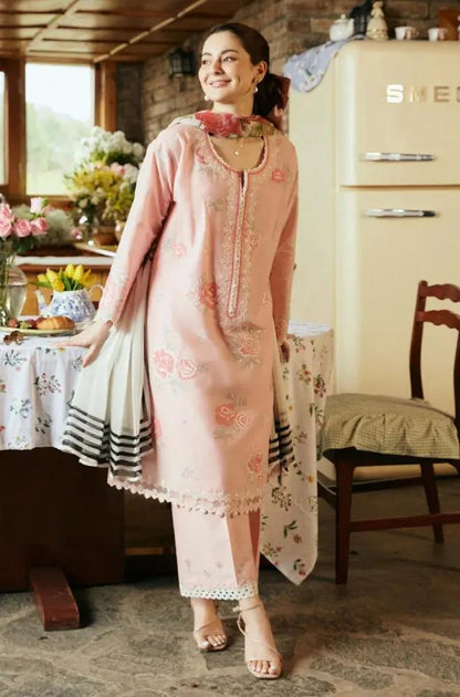Zara Shah Jahan - 3PC Unstiched Lawn Embroidered Shirt With Slub Net Dupatta - RF1096 royalpret