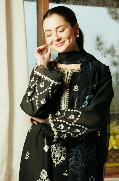 Zara Shah Jahan - 3PC Unstiched Lawn Embroidered Shirt with Slub Net Dupatta - RF1097 royalpret