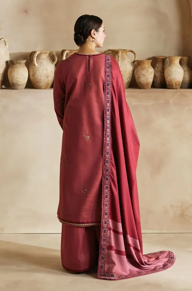 Zara Shah Jahan - 3PC Unstitched Dhanak Embroidered Shirt with Digital Printed Dhanak Shawl and Trouser - RF1129 royalpret