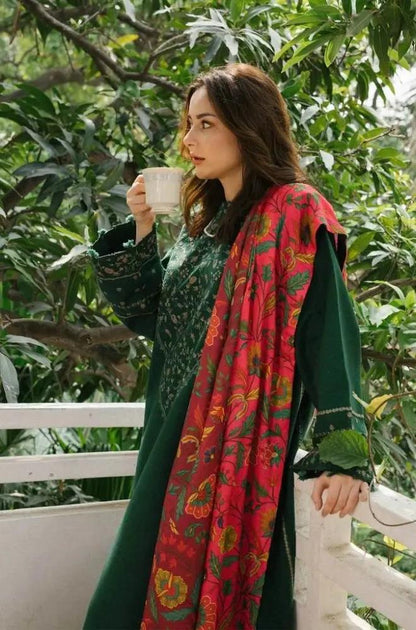 Zara Shah Jahan - 3PC Unstitched Dhanak Embroidered Shirt with Digital Printed Dupatta and Trouser - RF1226 Royal Pret