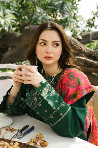 Zara Shah Jahan - 3PC Unstitched Dhanak Embroidered Shirt with Digital Printed Dupatta and Trouser - RF1226 Royal Pret