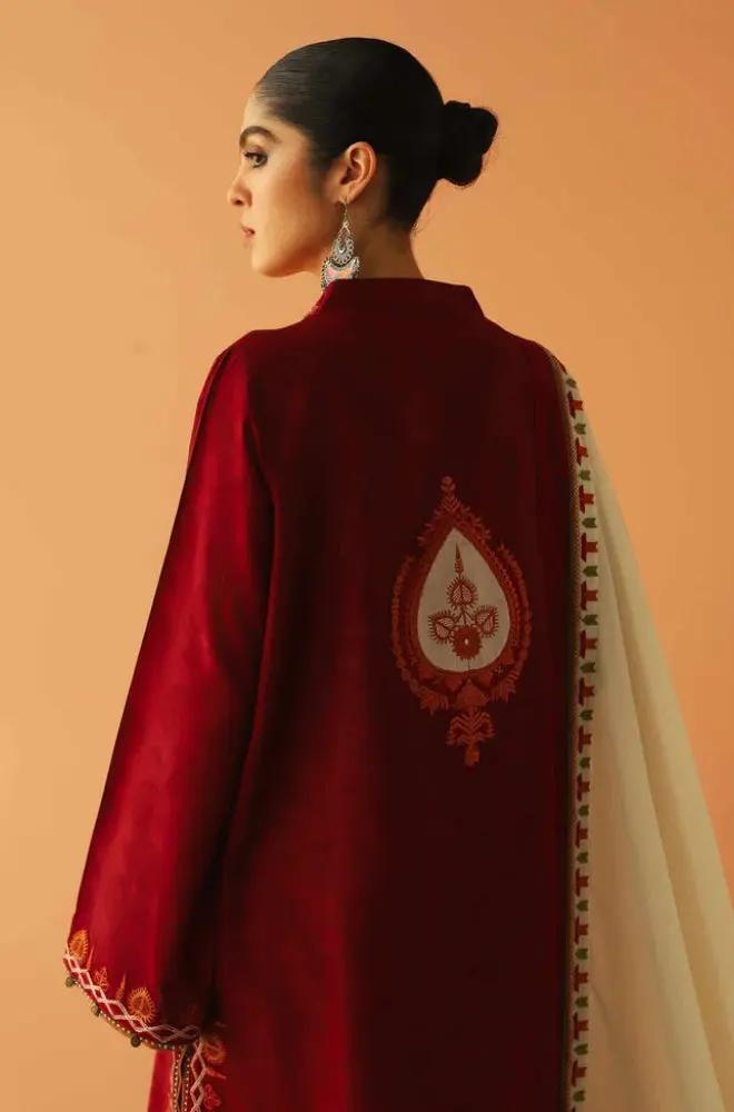 Zara Shah Jahan - 3PC Unstitched Dhanak Embroidered Shirt with Embroidered Dhanak Shawl and Trouser- RF1142 royalpret