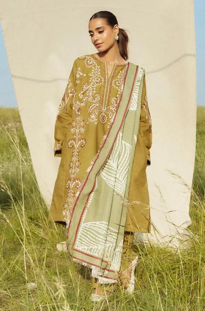 Zara Shah Jahan - 3PC Unstitched Dhanak Embroidered Shirt with Printed Pashmina Shawl and Trouser - RF1256 Royal Pret
