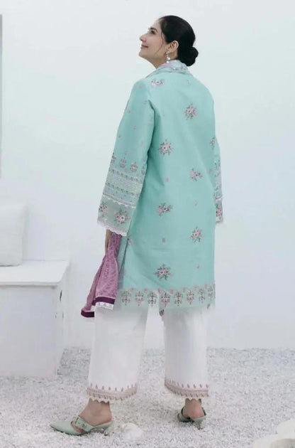 Zara Shah Jahan - 3PC Unstitched Lawn Embroidered Shirt with Digital Printed Chiffon Dupatta and Embroidered Trousers - RF1081 royalpret