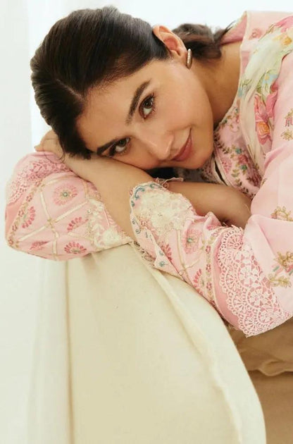 Zara Shah Jahan - 3PC Unstitched Lawn Embroidered Shirt with Digital Printed Silk Dupatta - RF1076 royalpret