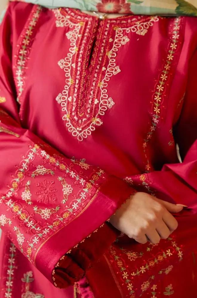 Zara Shah Jahan - 3PC Unstitched Lawn Embroidered Shirt with Printed Slub Net Dupatta - RF1092 royalpret