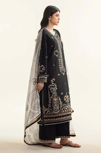 Zara Shah Jahan - 3PC unstiched Lawn Embroidered Shirt With Slub net Dupata and Plan Trouser - RF1099 royalpret
