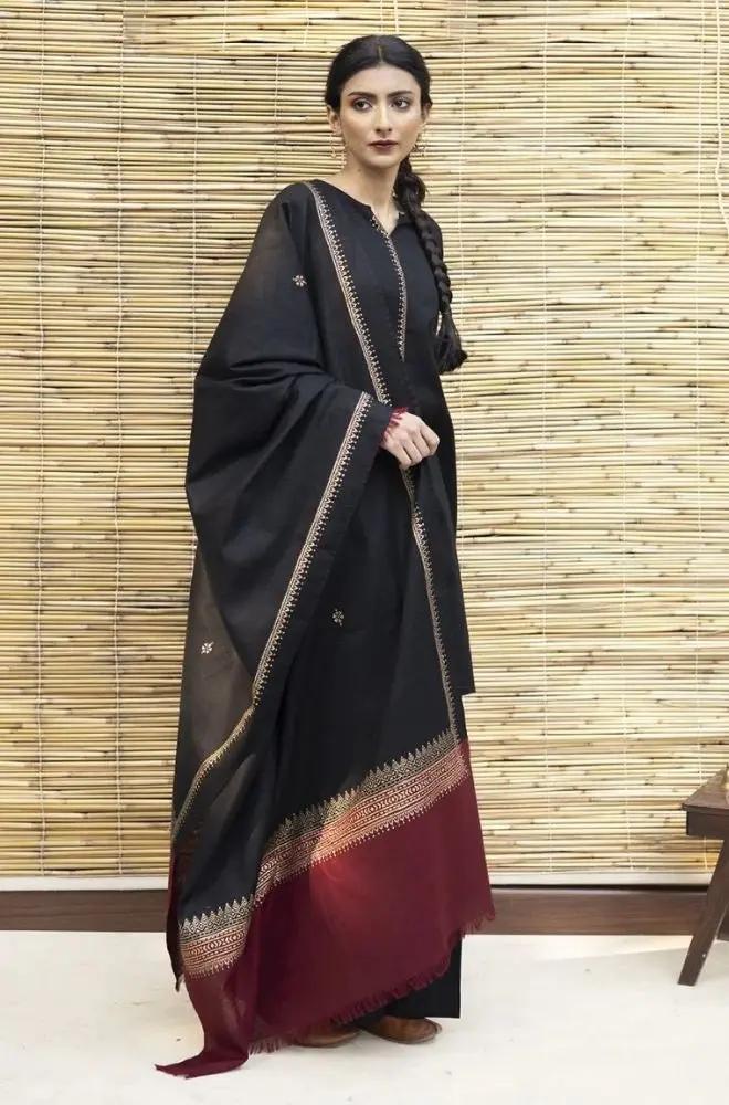 Zarpash - 3PC Unstitched Dhanak Neckline Embroidered Shirt with Printed Dupatta and Trouser - RF1220 Royal Pret