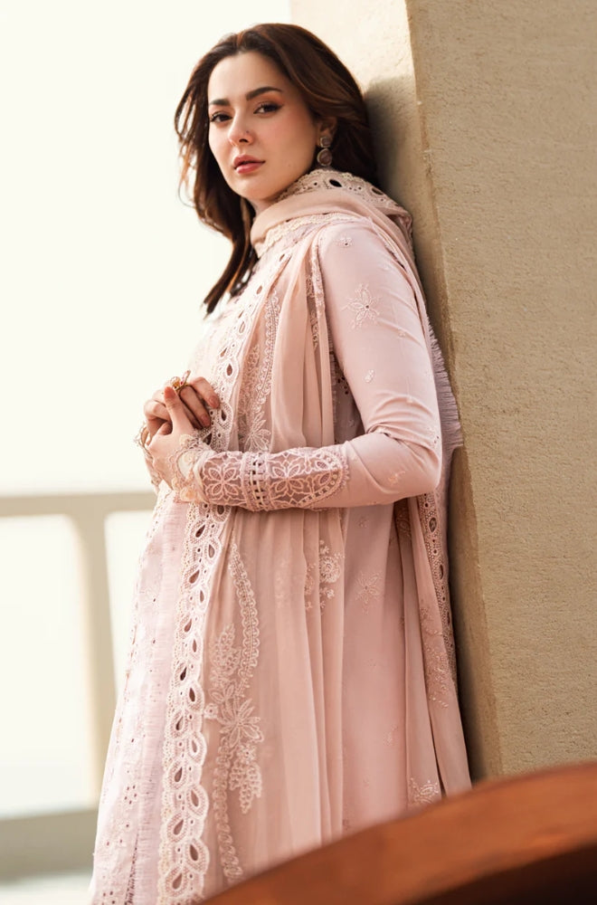 Qalamkaar - 3PC Lawn Embroidered Shirt with Embroidered Slub Net Dupatta (Unstitched) - RF1306